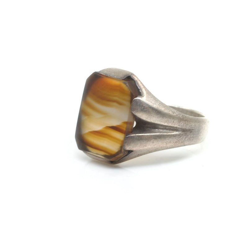 Montana Agate Signet Ring - Sz 10.5