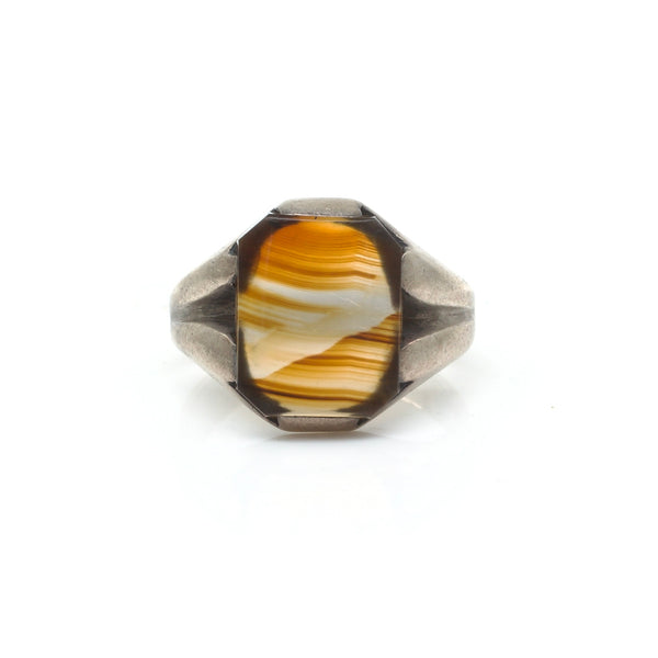 Montana Agate Signet Ring - Sz 10.5