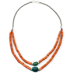 Coral & Tibetan Turquoise Necklace