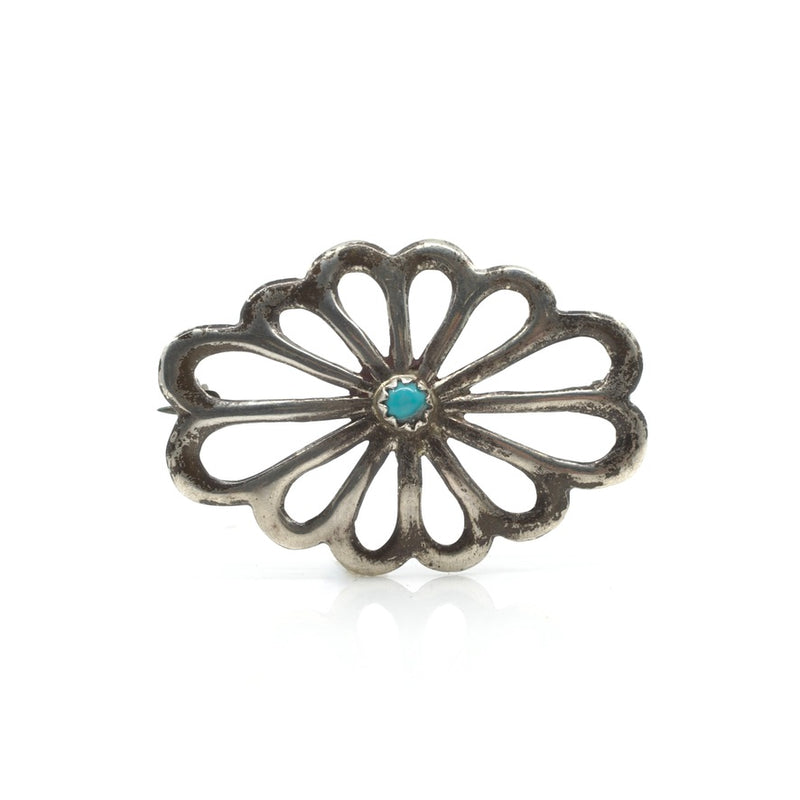 Turquoise Concha Brooch