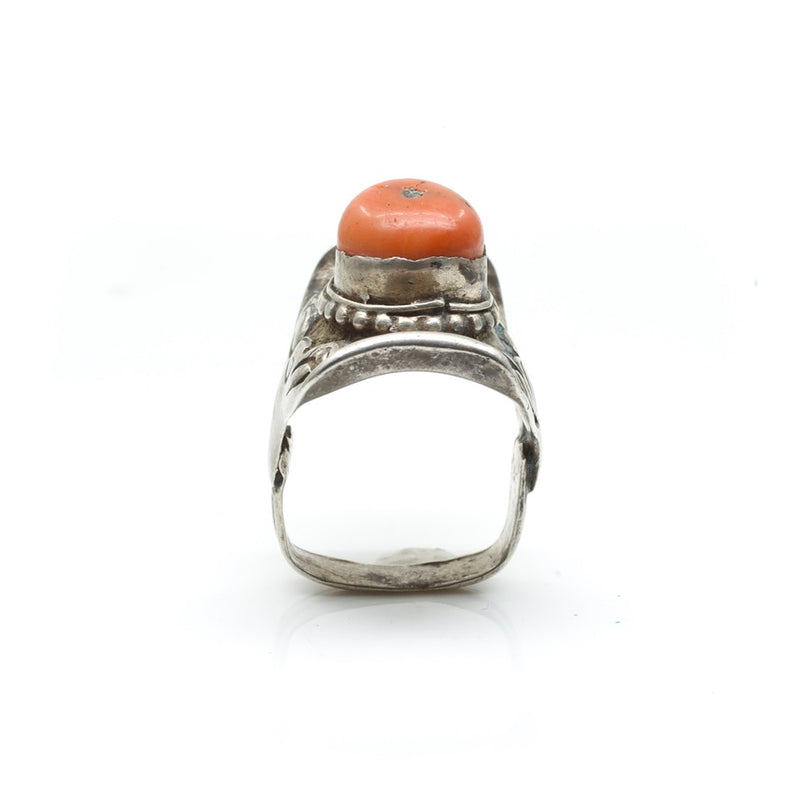 Tibetan Coral Saddle Ring - 12