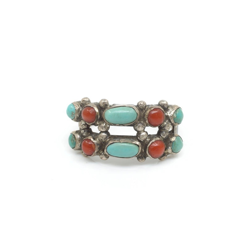 Zuni Coral & Turquoise Ring- Sz 6