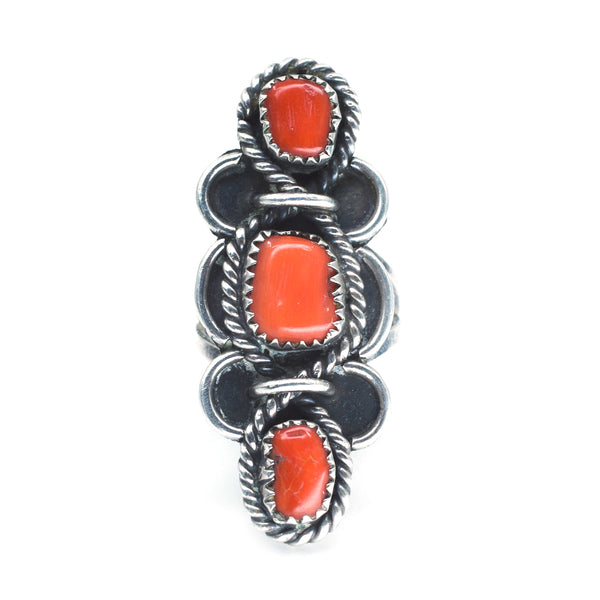 Trillion Coral Ring - Sz 7.75