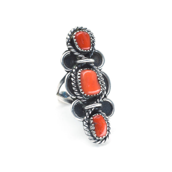 Trillion Coral Ring - Sz 7.75