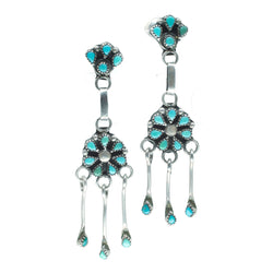 Turquoise Zuni Flower Earrings