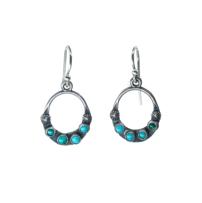 Tiny Turquoise Cirlce Earrings