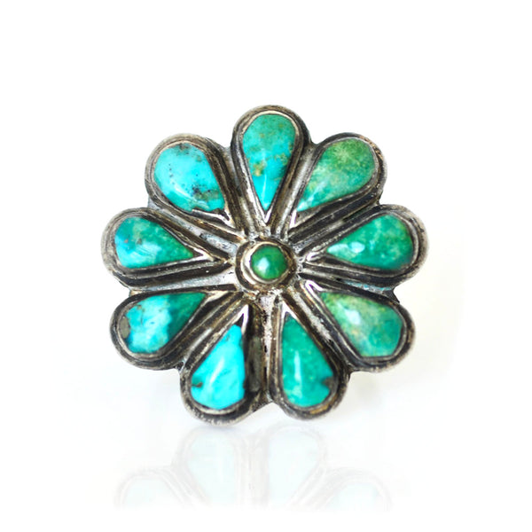 Native American Turquoise Flower Ring